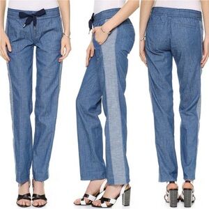 Tory Burch Allegra Ribbon Chambray Cotton Denim Pants